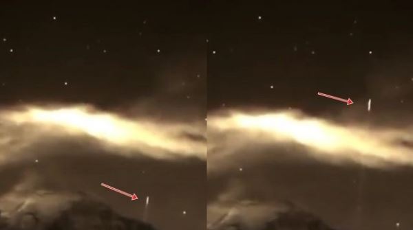 Цилиндрический НЛО вылетел из вулкана Попокатепетль